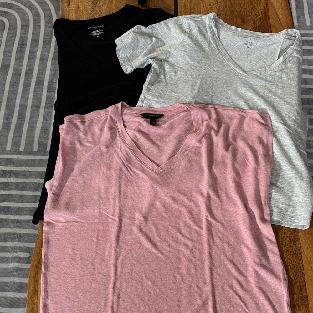 Banana Republic Factory Short Sleeve Tees - Black, Gray, Pink